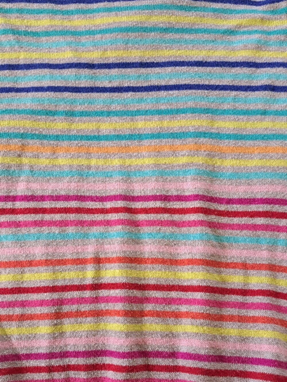Old Navy Cotton Blend Beige Crewneck Lightweight Sweater with Multicolor Stripes - Picture 3 of 8